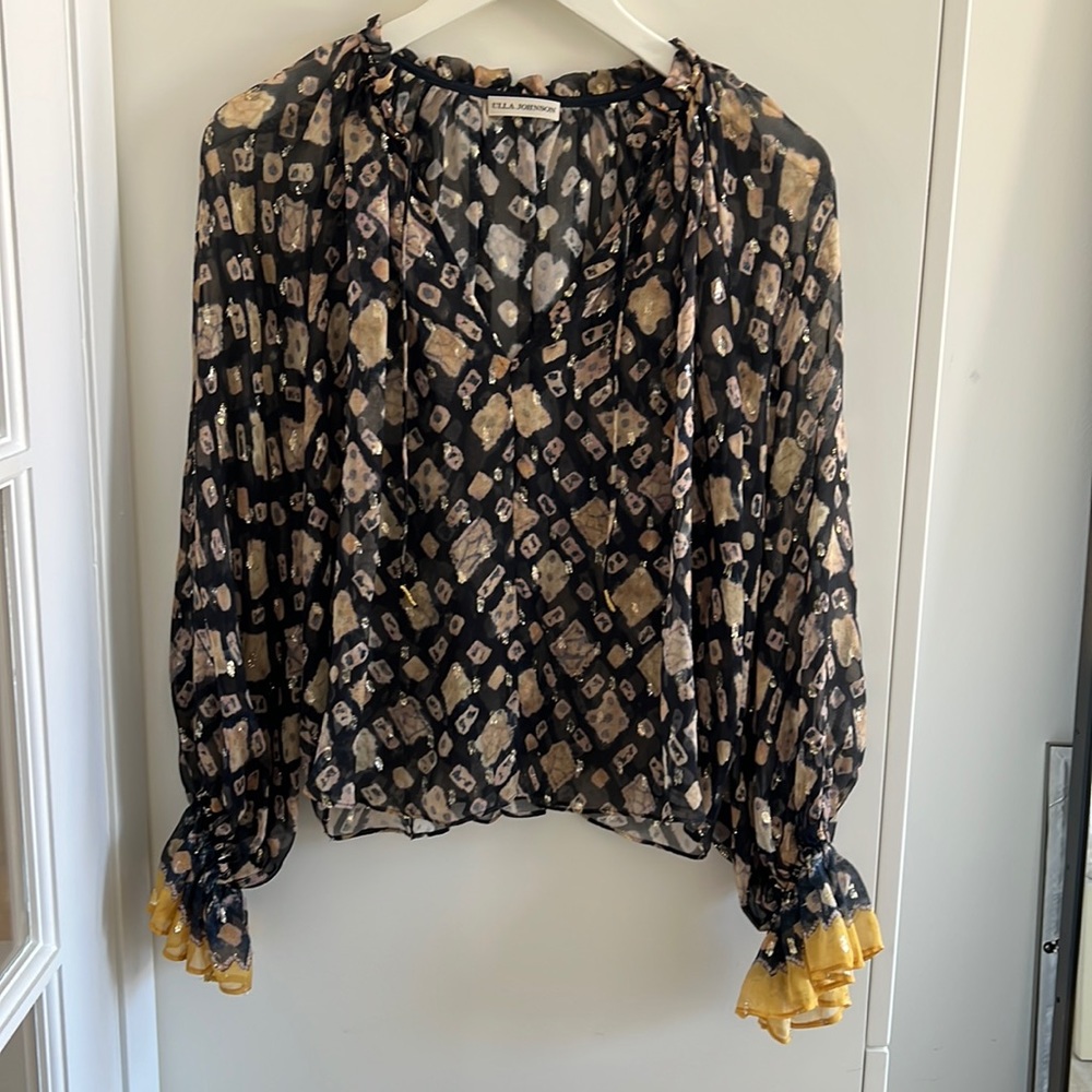 Ulla Johnson Nailah Blouse in Midnight size 0